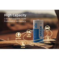 Baterija akumulator 16340 CR123 polnilna 3,7 V 850 mAh Li-ion XTAR